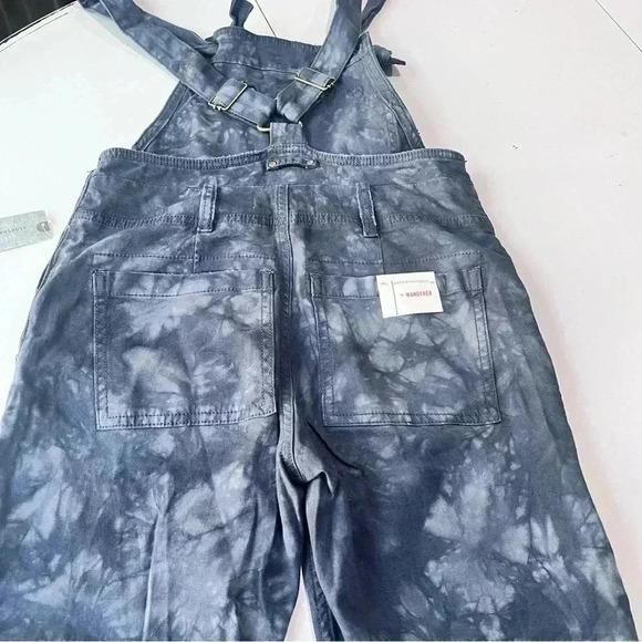 Anthropologie The Wanderer‎ Tie Dye Relaxed Overalls NWT  Blue Black 24 Petite - Picture 3 of 8